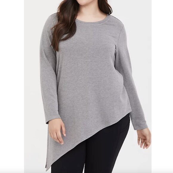 NEW NWT TORRID 3 Plus Size Asymmetrical Terry Active Sweatshirt Gray Long Sleeve - Picture 4 of 16